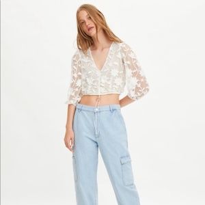 NEW WITH TAGS! ZARA EMBROIDERED TULLE SHIRT